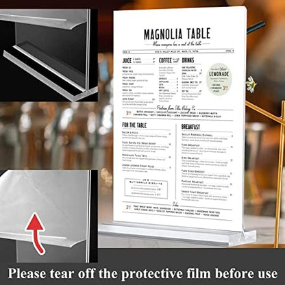 Arrobust Acrylic Sign Holder 8.5 x 11, Double Sided Clear Acrylic Display Table Signs Stand, T Shape Flyer Holder Plastic for Picture Paper Frame Holder Home Office Menu Retail Show Fair, 6 Pack