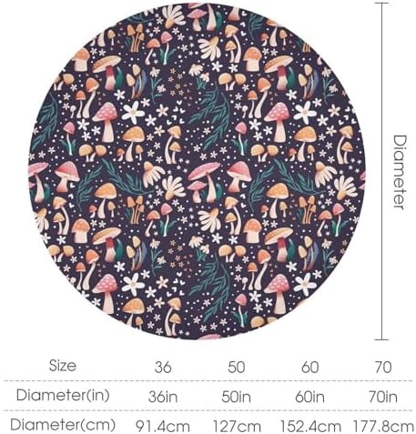 Retro Mushroom Tablecloth, Cartoon Forest Mushroom Florals Leaves Woodland Garden Table Cloth for Kitchen Dining Coffee Table Outdoor Party Decor, 60x60in