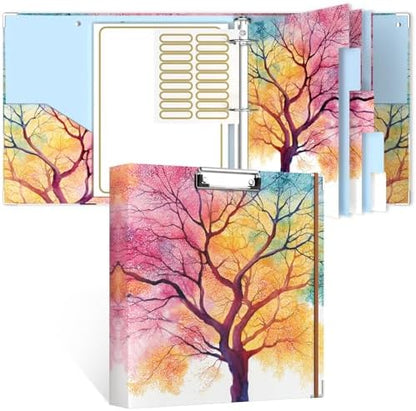 Rouidr 3 Ring Binder, 2 Inch Round Ring Binder Organizer with Clipboard, 5 Dividers Tabs, A4 8.5 x 11 Inch Paper & Clear Sleeves for School, Office Supplies
