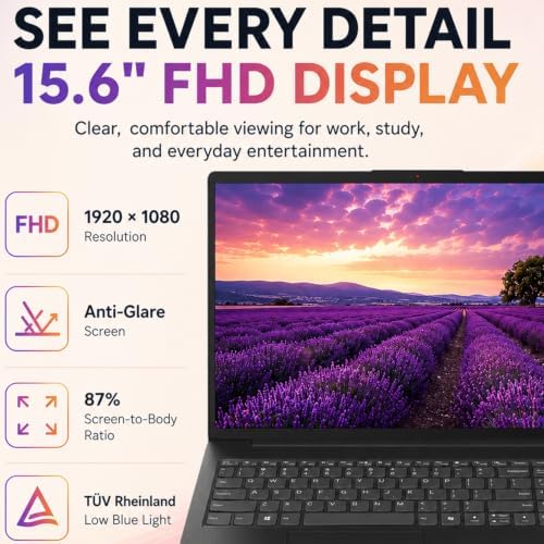 Lenovo V15 Ultra Slim College Student Laptop | 15.6" Anti-Glare FHD Display | Powerful Intel Quad-Core Processor | 16GB DDR5 RAM | 1TB SSD | Wi-Fi 6, Ethernet, HDMI, All-Day Battery | Windows 11 Pro