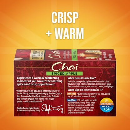 Twinings Spiced Apple Chai Black Tea Bags, 20 CT Box (6 Pack)