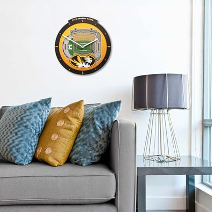 YouTheFan NCAA Missouri Tigers StadiumView 3D Wall Clock