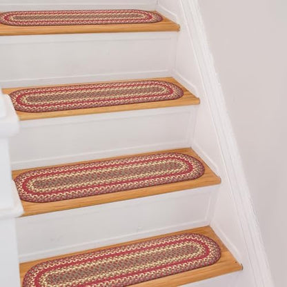 Homespice Cider Barn Jute Braided Stair Treads, Oval 8x28 Set of 13