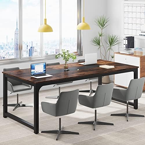 Tribesigns Modern Computer Desk, 78.7 x 39.4 inch X Large Executive Office Desk Computer Table Study Writing Desk Workstation for Home Office,Rustic/Black