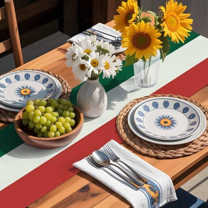 Mexico Flag Table Runner Dresser Scarf 13 x 36 Inch Green Red Color Cactus Hat Striped Modern Table Runners Non-Slip Heat Resistant Kitchen Dining Table Decor for Home Holidays Indoor Outdoor
