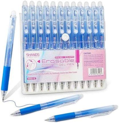 12Pcs Retractable Erasable Gel Pens Clicker,Fine Point 0.7mm Smooth Writing Pens,For Writing Journaling Taking Notes School Office Home. (12Blue)