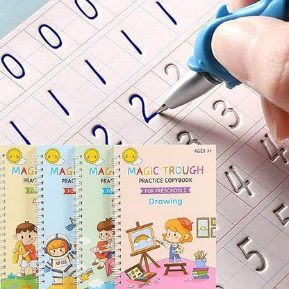 Magic Grooved Reusable Writing Books, Tracing Workbook for Kids Ages 3‑5