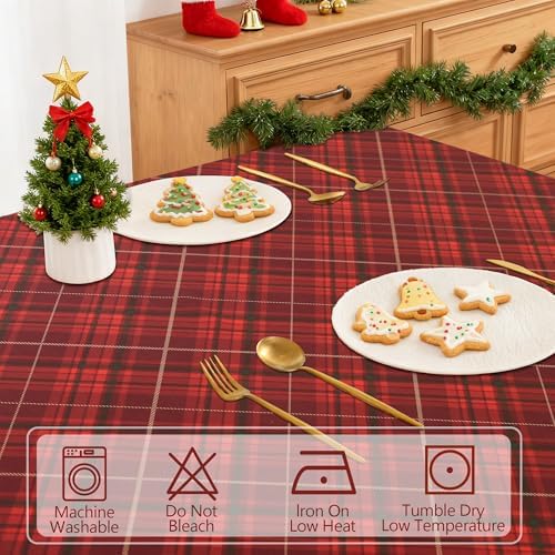 DWCN Christmas Checkered Tablecloth, 60 x 84 Inch, Rectangular, Red