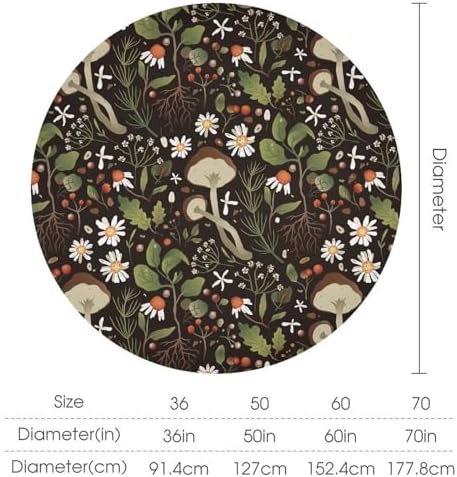 Wild Mushrooms Tablecloth, Rustic Chamomile Flowers Herbs Plants Retro Botanical Mushroom Natural Print Table Cover for Kitchen Dining Room Picnic Camping Indoor Outdoor, 50x50in