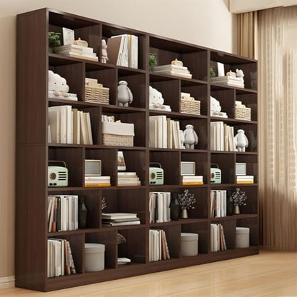 Closed Back Cabinet Wood Standard 9.5'' Wide Bookcase Bookshelf Storage Rack Multi-Layered Storage Shelf Cabinet Display Unit Integrated Against the Wall Black Oak 55.1" L x 9.4" W x 70.9" H