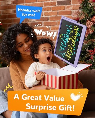 KOKODI LCD Writing Tablet, 12 Inch Colorful Toddler Doodle Board Drawing Tablet, Erasable Reusable Electronic Drawing Pads, Educational and Learning Toy for 3-6 Years Old Boy and Girls(Purple)