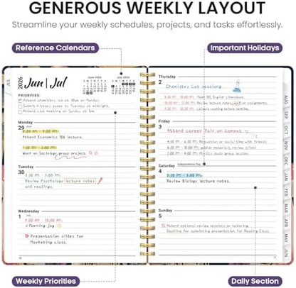 Planner 2026-2027, Monthly & Weekly Jul 2026-Jun 2027 Calendar Planner