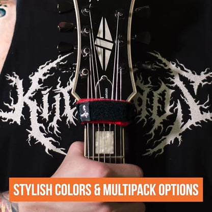 Gruv Gear Fret Wrap & Guitar Mute Matt Heafy Edition, Fretwrap for Acoustic, Electric & Bass | String Dampener Recording, Tapping & Practice Accessory (1 Pack, Large Black and Red, Fits 6 String