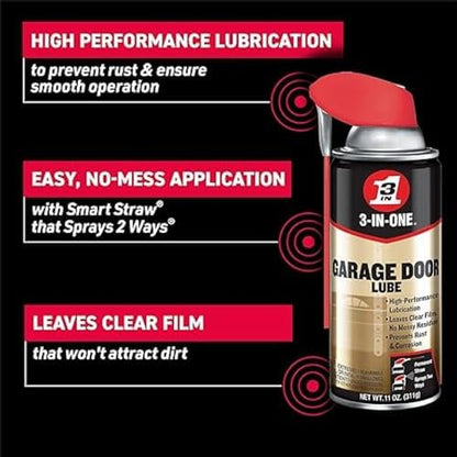 3-IN-ONE Professional Garage Door Lubricant, Smart Straw, 11 OZ [2-Pack]
