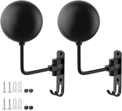 aiGear Motorcycle Helmet Holder, 180°Rotatable Motorcycle Helmet Rack with Double Hooks, Space Aluminum Motorcycle Helmet Holder Wall Mount for Motorcycle Bike Coats, Baseballs, Rugby Helmet (2 Pack)