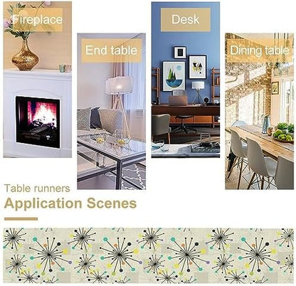 Mid Century Geometric Table Runner,Table Runners for Kitchen Dining Modern Tables Decor Decoration for Kitchen Family Dinner Table Holiday Party Farmhouse 13 x 60 Inch