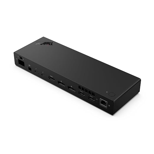 Lenovo ThinkPad Thunderbolt 5 Smart Dock 7500, 120Gbps Data Transfer, 180W Power Delivery, Multiple Display Support, 2.5Gbps Ethernet, Black