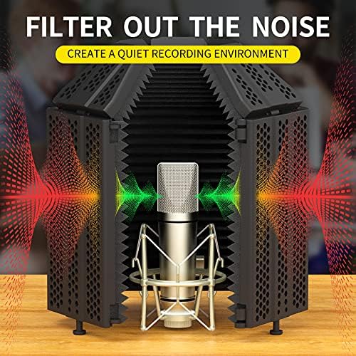 XTUGA MIS01 Recording Microphone Isolation Shield, 3 Panels Soundproof Foam