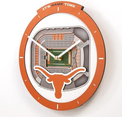 YouTheFan NCAA Texas Longhorns StadiumView 3D Wall Clock