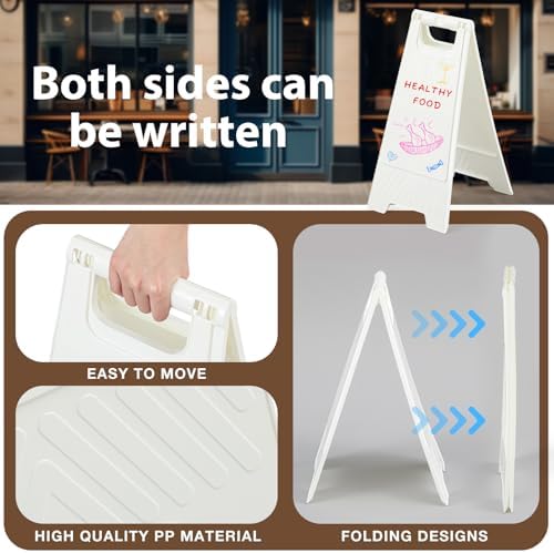 12 Pack a Frame Sandwich Board Sign with Dry Erase Surface, 24 x 12 Inch Double Sided Sidewalk Sign Chalkboard Easel Heavy Duty Plastic Dry Erase Poster Board for Outdoor Restaurant Cafe Menu (White)