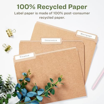 Avery EcoFriendly Recycled File Folder Labels, 2/3" x 3-7/16", White, Permanent Label Adhesive, 1,500 Printable Labels (45366)