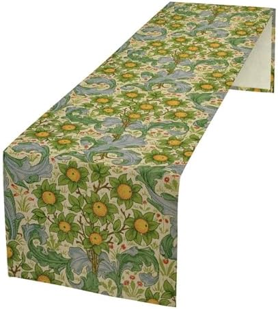 William Morris Original Design Green Table Runner Vintage Floral Table Runner for Dining Table Decor 13 x 90 Inch