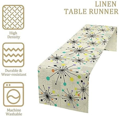 Mid Century Geometric Table Runner,Table Runners for Kitchen Dining Modern Tables Decor Decoration for Kitchen Family Dinner Table Holiday Party Farmhouse 13 x 60 Inch