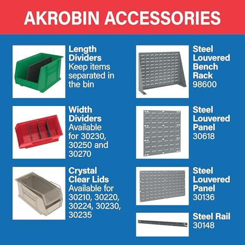 Akro-Mils 30224 AkroBins Plastic Storage Bins, 11"x 4"x 4", Yellow, 12-Pack