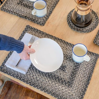 Homespice Flint Hill Jute Braided Placemats, Rect 13x19 Set of 6
