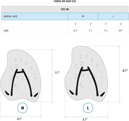 Arena Unisex Adult Vortex Evolution Swimming Hand Paddles for Women and Men Adjustable Straps Curved Design