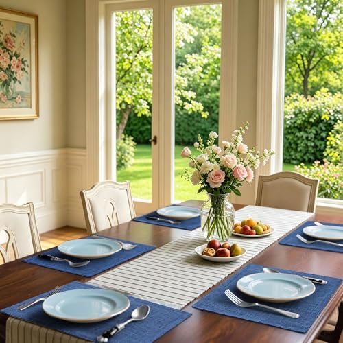 Homaxy Cloths Placemats for Dining Table Set of 8, 13" x 18", Blue