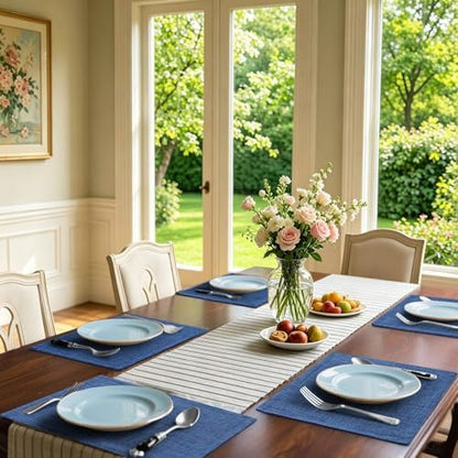 Homaxy Cloths Placemats for Dining Table Set of 8, 13" x 18", Blue