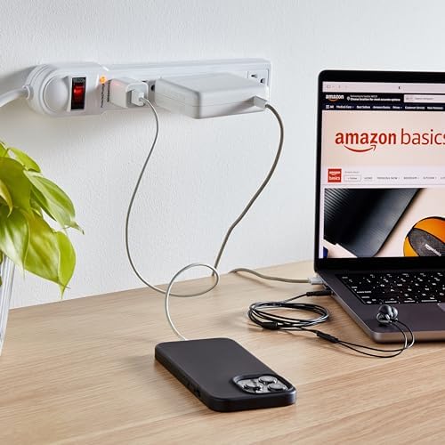Amazon Basics Surge Protector Power Strip, 6-Outlet, 790 Joules, Circuit Breaker, LED Indicator, 6ft Extension Cord, White