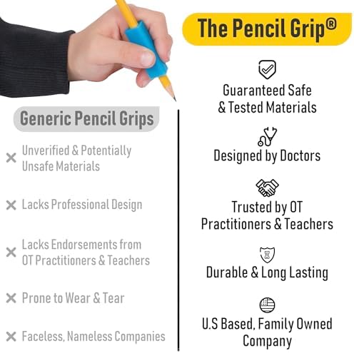 The Pencil Grip- Classic Triangle Grip, Pencil Holder, Ergonomic Writing Aid, Pencil Grips for Kids Handwriting, Perfect for Right or Left Handed Users, Assorted Colors, Pack of 100