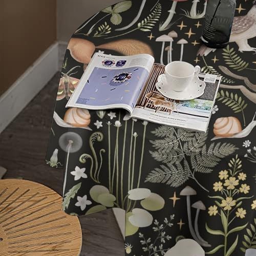 Retro Forest Curtains, Fairy Tale Woodland Wild Animals Moths Owl Snake Cartoon Flowers Mushroom Farmhouse Holiday Tablecloths for Home Kitchen Party Dinner Decor, 70x70in