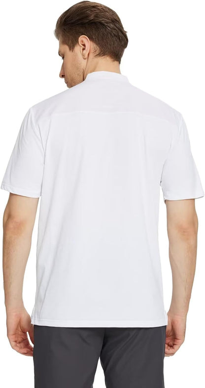 M MAELREG Collarless Golf Shirts for Men Dry Fit Moisture Wicking Performance Solid Casual Mens Henley Shirts Short Sleeve