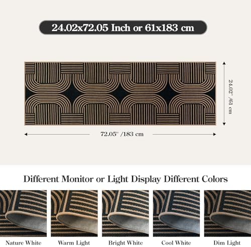 Lahome Modern Geometric Runner Rug, 2x6 Laundry Room Rug Runners for Hallways Non Slip, Washable Outdoor Carpet with Rubber Backing, Farmhouse Non Shedding Kitchen Mats for Floor Entryway