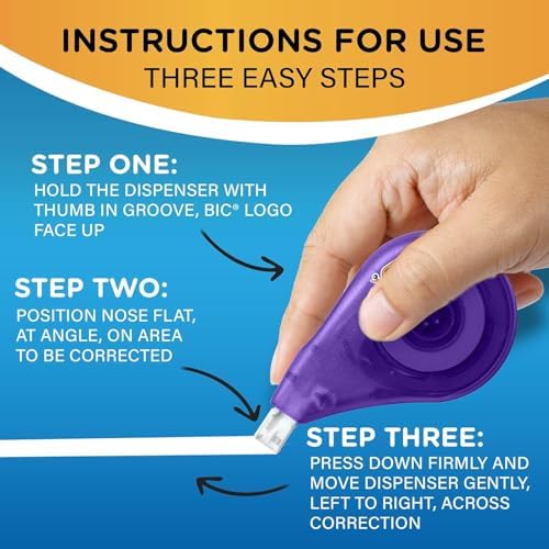 BIC Wite-Out EZ Correct Correction Tape, Tear-Resistant and No Dry Time, 18-Count in White (Pack of 9)