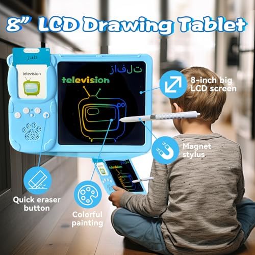 Writing Drawing Tablet with Talking Flash Cards - Arabic Blue