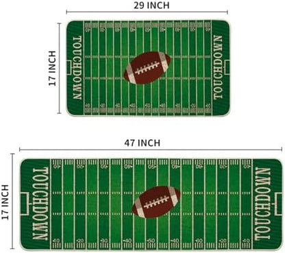 Artoid Mode Touch Down American Football Court Kitchen Mats Set of 2, Rugby Boy Home Decor Low-Profile Kitchen Rugs for Floor - 17x29 and 17x47 Inch
