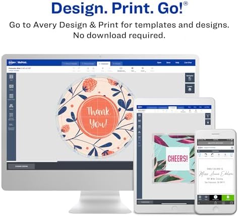 Avery® Matte White Square Labels, Sure Feed® Technology, 2" x 2", 3,000 Matte White Printable Labels