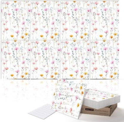 PINWELIFE® Acoustic Art Tiles – 8-Pack 12"x16" Sound Absorbing Panels, Seamless Wallpaper-Style Decorative Acoustic Wall Art, Echo Reduction for Home Studio/Office, Nano Tape Included