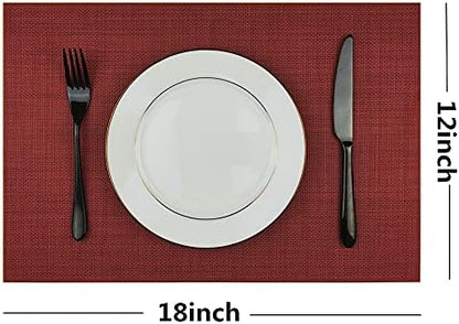 WAZAIGUR Placemats Crisscross Woven Vinyl Place Mats Set of 4 Red