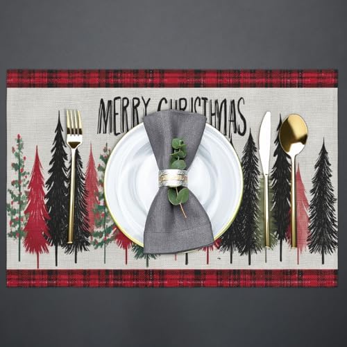 Placemats Set of 4 Washable Linen Place Mats Cloth Table Mats 12x18 Inch