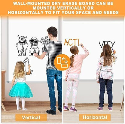 H-Qprobd Dry Erase Board for Wall 60"x40" Aluminum Presentation Magnetic Whiteboard with Long Pen Tray, Wall-Mounted White Board for School, Office and Home