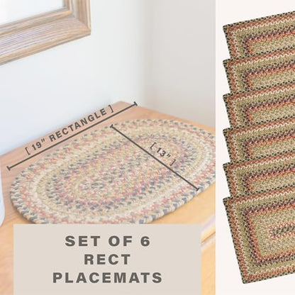 Homespice Kingston Jute Braided Placemats, Rect 13x19 Set of 6