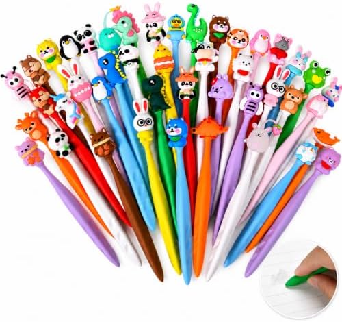 50 PCS Animal Pencil Top Erasers, Cute Kawaii Animal Eraser Toppers, Soft Rubber Pencil Cap Erasers, Assorted Cartoon Animal Designs for Writing, Drawing, Office, School, Planner, Journal Supplies