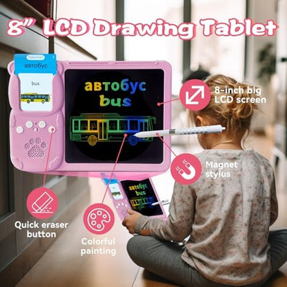 Talking Flash Cards with Writing Tablet - Russian English, Pink