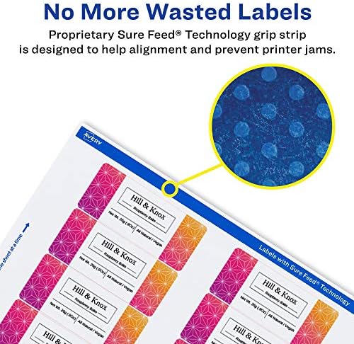 Avery® Matte White Rectangle Labels, Sure Feed® Technology, 15/16" x 3-7/16", 450 Matte White Printable Labels
