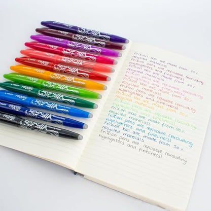 PILOT Frixion Heat/Friction Erasable Rollerball Pen FR7 - Medium Line 0.7mm Tip Nib - In Envelope Gift Packaging - Essential Pack of 5 - Black, Blue, Red, Green & Violet